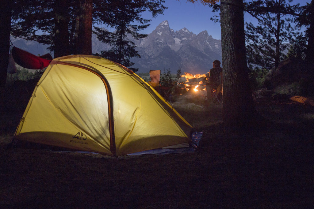 Night Camping in front of the Tetons